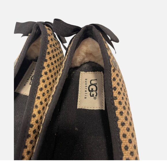 UGG Polka Dot Bow Indah Burlap Slip On Flats Shoes Women's size 8.5 - Picture 5 of 10
